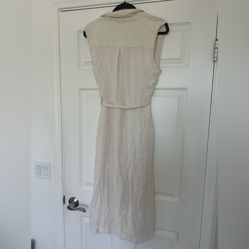 Tahari Linen Blend Belted Trench Midi Dress Size Large - Picture 6 of 6